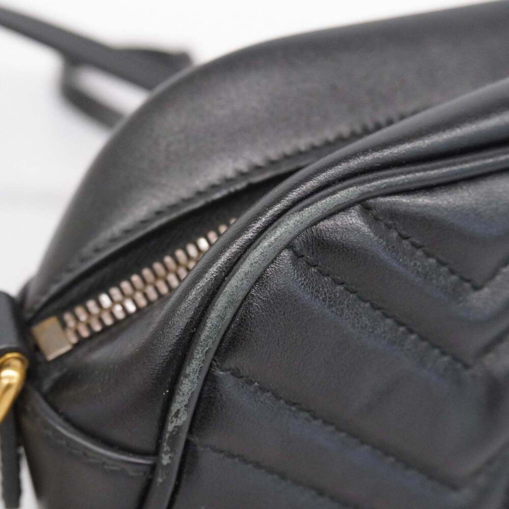 GUCCI Black Leather GG Marmont Shoulder Bag - Picture 6 of 13